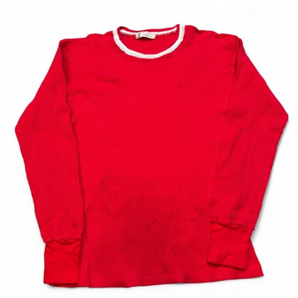 True Vintage 60s campus red thermal shirt fits size small